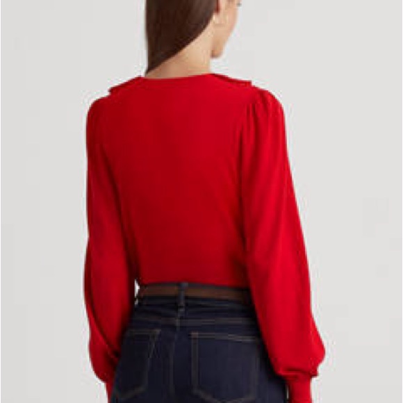 Lauren Ralph Lauren Valentines Red Ruffle Trim Jersey Sweater Size 1X(108) - Picture 2 of 10